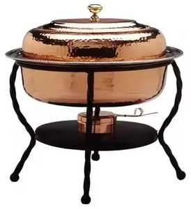 Juego de cazuelas de metal árabe Glam con tapas de cúpula doradas, bandeja rectangular, acabado pulido, estilo 1 asa - Product Image 3