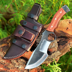 Couteau de traqueur à lame droite en acier inoxydable fait main avec manche en bois de rose et étui en cuir fin – Cadeau pour elle – Couteau de camping - Product Image 5