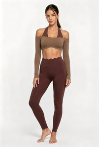 Ensemble de sport 2 pièces en nylon pour femme, respirant, grande taille, haut de yoga et pilates à manches longues et dos nu, pour fitness et entraînement, effet push-up fessier - Product Image 3