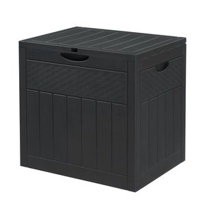 Contenitore da Giardino Quadrato in Legno e Rattan Sintetico Grigio da 33 Galloni - Product Image 1