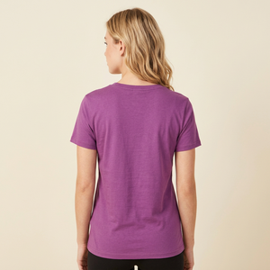 Ensemble de t-shirts pour femmes à col en V, manches courtes, couleur unie, séchage rapide, coupe régulière, jersey décontracté, 100% polyester, couleurs noir, bleu, violet - Product Image 6