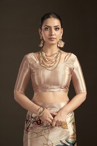 Sari prêt-à-porter et blouse cousue, sari indien en soie crêpe, imprimé floral, sari imprimé numériquement, design magnifique - Product Image 5