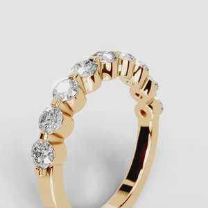 แหวนเพชรทรงกลม VS2 คุณภาพเยี่ยม ฝังครึ่งวงแบบ Eternity ทองคำขาว 14K ของขวัญสำหรับงานแต่งงาน งานวันเกิด - Product Image 4