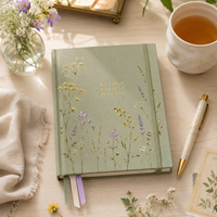 Carnet de notes LABON Custom Meadow Whisper Journal, couverture rigide, esthétique botanique florale, agenda hebdomadaire, journal de gratitude, texture lin.