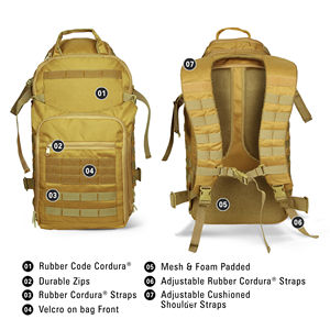 Mochila Táctica Personalizada con Logotipo para Hombre, para Actividades al Aire Libre, Nuevo Diseño, Material de Lona, Patrón Sólido, Cierre de Cremallera - Product Image 2