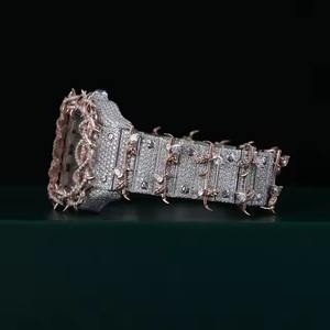 Montre en diamant Moissanite VVS, mouvement automatique, 41 mm, entièrement en or rose et blanc, avec diamants sertis sur le cadran - Product Image 2