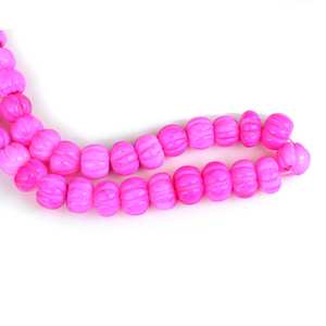 Cuentas de ópalo rosa calentado talladas en forma de calabaza/melón para fabricación de joyas, hilo de piedras sueltas - Product Image 6