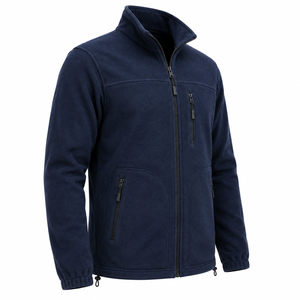 High Quality <b>Men</b> Fleece <b>Jacket</b> Full Zip Stand Up Collar Zipper Pockets Outdoor Soft Warm Outerwear Custom Polar Fleece <b>Jacket</b> - Product Image 3