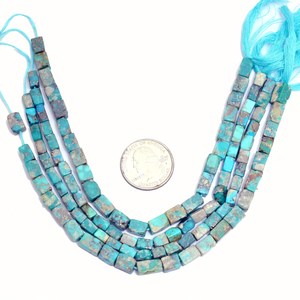 Turquoise 4x8mm-6x9mm Smooth Cuboid <b>Beads</b> Natural Arizona <b>Blue</b> Turquoise Semi Precious Gemstone Loose <b>Beads</b> For Jewelry Making - Product Image 4