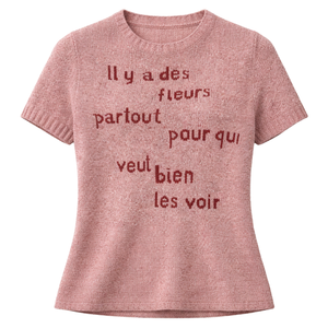 T-shirt en tricot texturé à motifs pour femme, manches courtes, col rond, décontracté, pour l'été, doux et extensible, style tendance, allure branchée - Product Image 1