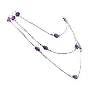 Classic Look Natural Amethyst Gemstone Multi Layer Minimalist Gold Plated 952 Sterling <b>Silver</b> <b>Necklace</b> for Women - Product Image 6