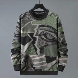 Sweat-shirt à col rond pour homme, coupe classique, en polyester tricoté, pull décontracté, style automne, imprimé visage abstrait - Product Image 2