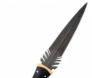 Cuchillo Artesanal Decorativo con Hoja Fija en Forma de Pluma, Mango de Madera Negra Personalizado, Guarda de Latón, Herramienta de Colección - Product Image 4