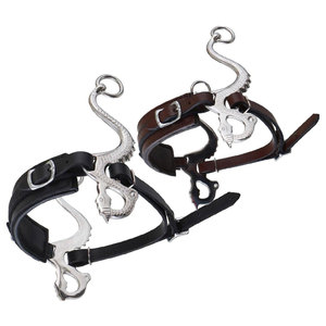 Bridon Hackamore sans mors style Dragon Noir Marron, réglable en acier inoxydable, pour équitation anglaise et western, équipement équestre de qualité supérieure - Product Image 1
