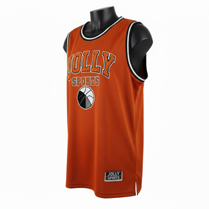 Camiseta de Baloncesto para Mujer, Transpirable, de Malla de Poliéster GSM, con Ribete Negro y Naranja, Logotipo Personalizado por Transferencia Térmica - Product Image 4