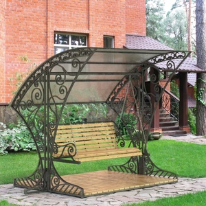 Balançoire de jardin en fer forgé à la main, 2 places, chaise en métal robuste, mobilier de patio victorien, coussin non imperméable - Product Image 2