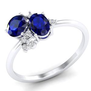 Anillo REYES de Último Diseño con Zafiro Azul de 1 Quilate y Moissanita en Plata de Ley 925, Joyería Fina de Diseño de Lujo - Product Image 2