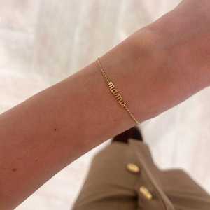 Mama Name Bracelets 14k Solid Gold Adjustable 6-7In Chain Link Dainty Lobster Clasp Minimalist Chunky Mother Day <b>Gifts</b> Wholesale - Product Image 4