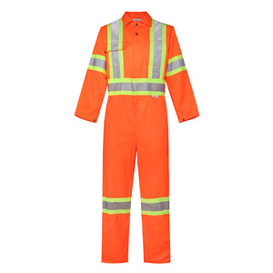 Combinaisons de travail de sécurité imperméables en microfibre réfléchissante orange haute visibilité avec bandes argentées pour usage industriel unisexe - Product Image 1