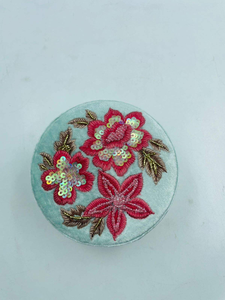 Floral Wholesale Luxury Velvet Wood <b>Fabric</b> Jewelry <b>Box</b> Organizer <b>Storage</b> Necklace Ring Hand Beaded Embroidered Customized Color - Product Image 2