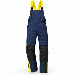 Salopette de travail industrielle personnalisée unisexe haute visibilité respirante avec poches cargo, bretelles réglables et genoux renforcés - Product Image 1