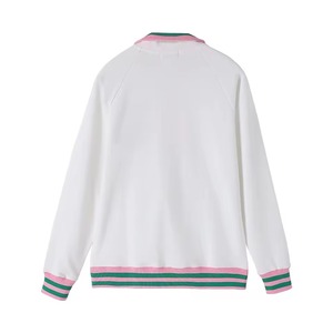 Sweat-shirt unisexe à col zippé, blanc, en polaire premium, style grec décontracté, vêtement d'extérieur blanc et vert, pour sororité - Product Image 4