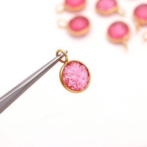 Colgante de Flor de Cuarzo Turmalina Rosa AAA, Amuleto de Piedra Preciosa Tallado a Mano, Joyería de Plata Esterlina 925, Colgante de Piedra Turmalina de 11mm - Product Image 2