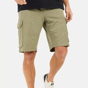 กางเกงขาสั้นคาร์โก้ผู้ชายไซส์ใหญ่ ผ้าไม่ยับ ปักโลโก้ด้านหน้า มีกระเป๋าหลายช่อง เหมาะสำหรับออกกำลังกาย วิ่ง หรือใส่ลำลอง มีเชือกผูกเอว - Product Image 1