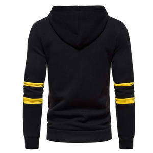 Men's Contrast Stripe Quarter <b>Zip</b> <b>Hooded</b> Pullover Fleece Sweatshirt with Kangaroo Pocket - Product Image 4
