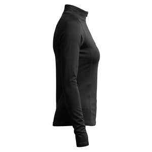 Women's <b>Long</b> <b>Sleeve</b> Fitted Compression <b>Top</b> Solid <b>Black</b> Zipper Closure Seamless Design Polyester Material Running <b>Gym</b> Apparel - Product Image 2