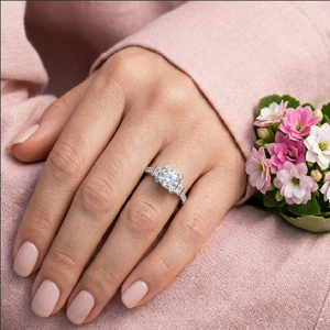 ฮ่องกงแหวนเพชรแท้18K สีทองขาวประดับเพชรแท้แหวนหมั้นแบบกึ่งภูเขาทำเองสำหรับผู้หญิงขายส่ง - Product Image 2