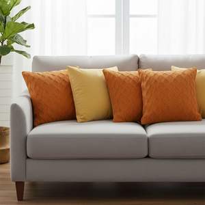 Juego de Fundas de Almohada SOGA de 5 Piezas en Tejido Diamante Naranja Quemado y Terciopelo Amarillo Dorado, Decoración Acogedora para Sala de Estar y Sofás - Product Image 3