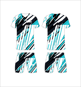 Conjunto de Camiseta de Fútbol Sublimada para Hombre, Cuello en V, Manga Corta, Absorbe la Humedad, Ajuste Atlético, para Todas las Temporadas, Patrón Geométrico Azul - Product Image 1