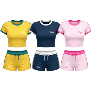 2026 OEM Custom Logo Women 2 Piece Set Summer Top and <b>Shorts</b> Set Wholesale Casual Athletic Tracksuit - Product Image 1