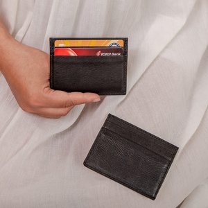 กระเป๋าสตางค์หนังแท้ RFID สีดำสั่งทำได้ทำด้วยมือสำหรับใส่บัตรเครดิตหนังแท้ขนาดเล็กทรงสี่เหลี่ยมใส่บัตร - Product Image 2