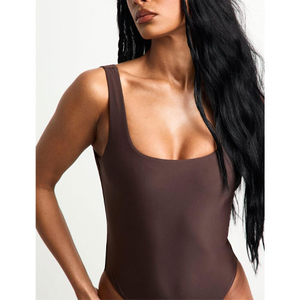 Women's One-Piece Swimsuit Eco-Friendly Breathable Spandex/Nylon Material <b>Thong</b> Bottom Solid Color Custom Design - Product Image 6