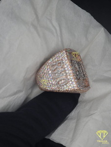 Luxury Custom Number <b>Ring</b> <b>With</b> Moissanite Diamonds Rose Gold Hip Hop Jewelry Supplier - Product Image 2