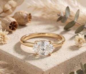 14K Yellow Gold 1.50CT Oval Cut Moissanite Engagement <b>Ring</b> Solitaire 4 Prong Wedding <b>Ring</b> Minimalist <b>Dainty</b> Delicate - Product Image 3