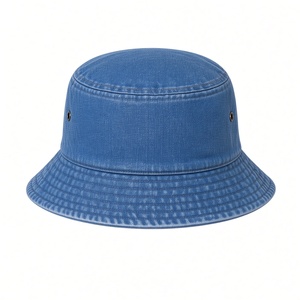 <b>Women</b> Washed Blue Denim <b>Bucket</b> <b>Hat</b> ZPhiB White Embroidery Logo Wide Brim Casual Vintage Outdoor Summer Fashion Headwear Cap - Product Image 5