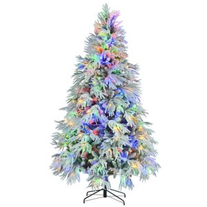 7.5FT Pre-Lit Spruce Snow-Flocked Christmas Tree Artificial <b>Hinged</b> Xmas Tree with 350 Multi-Color LED <b>Lights</b> 8 Flashing Modes - Product Image 5