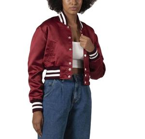 Chaqueta de béisbol universitaria de poliéster satinado de alta calidad para hombre, ropa de invierno, chaquetas universitarias de satén recortadas de seda satinada cómodas para mujer - Product Image 4