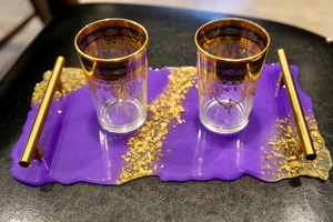 Personaliza tu Bandeja de Resina Hecha a Mano en tu Color Favorito, Tabla de Servir con Geoda de Amatista, Decoración Moderna para el Hogar, Perfecta para Bodas - Product Image 4