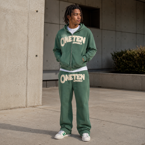Custom Solid Acid Wash Zip-Up Hoodie and Flare Sweatpants Set Oversized <b>Tracksuit</b> OEM Logo <b>Waterproof</b> Fleece - Product Image 5