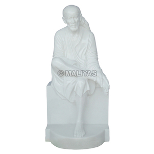 Statue de Sai Baba en marbre |   Idole artisanale en marbre blanc de Shirdi Sai Baba pour temple et maison – MALIYAS - Product Image 1