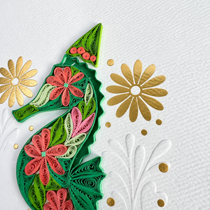 Tarjeta de Felicitación Premium con Diseño de Caballito de Mar, Hecha a Mano con Técnica de Quilling, con Estampado en Dorado y Relieve, Venta al Por Mayor Directa de Fábrica OEM ODM - Product Image 3
