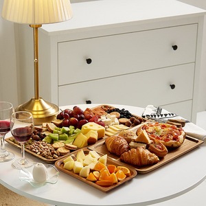 Plateau de service en bois d'acacia massif, fait main, de luxe, pour le petit-déjeuner, le thé, le café, plateau de présentation - Product Image 3