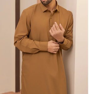 Vêtements traditionnels ethniques musulmans, shalwar kameez en coton, costume formel pakistanais Pathani 2 pièces, salwar kameez, robe décontractée respirante - Product Image 5