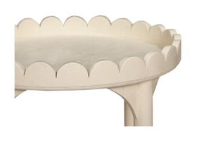 Scalloped Coffee <b>Table</b> <b>Round</b> <b>Side</b> <b>Table</b> Two Tier Accent <b>Table</b> Modern Living Room Furniture - Product Image 5