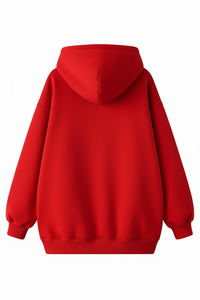 Sudadera con capucha roja lisa de alta calidad para hombre, con cremallera completa, gruesa y cálida, 100% algodón polar, 450 g/m², informal, estilo urbano, holgada, de secado rápido - Product Image 5