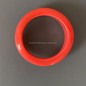 Classic <b>Red</b> Acrylic Bangle <b>Bracelet</b> Unisex Fashion Jewelry Round Shape Smooth Finish - Product Image 3
